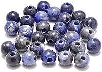 Vista 22 de AD Beads Cuentas de gema natural de 8 mm redondas sueltas con gran agujero de 2,5 mm, 40 piezas (turquesa africana)