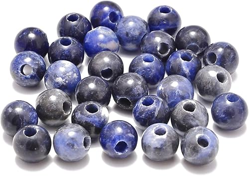 Miniatura 4 de AD Beads Cuentas redondas sueltas de piedra preciosa natural de 0.394 pulgadas, agujero grande, tamaño de 0.079 in, 30 unidades (aventurina amarilla)