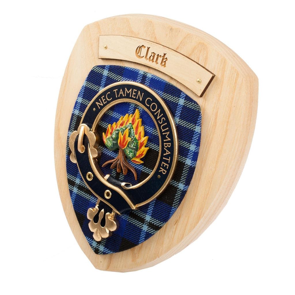 Scottish Clan Crest Wall Plaque - Chestnut Wood and Tartan Background, Crest & Motto - Home Decor Gift for Men & Women - Handmade in Scotland - Cooper Clan