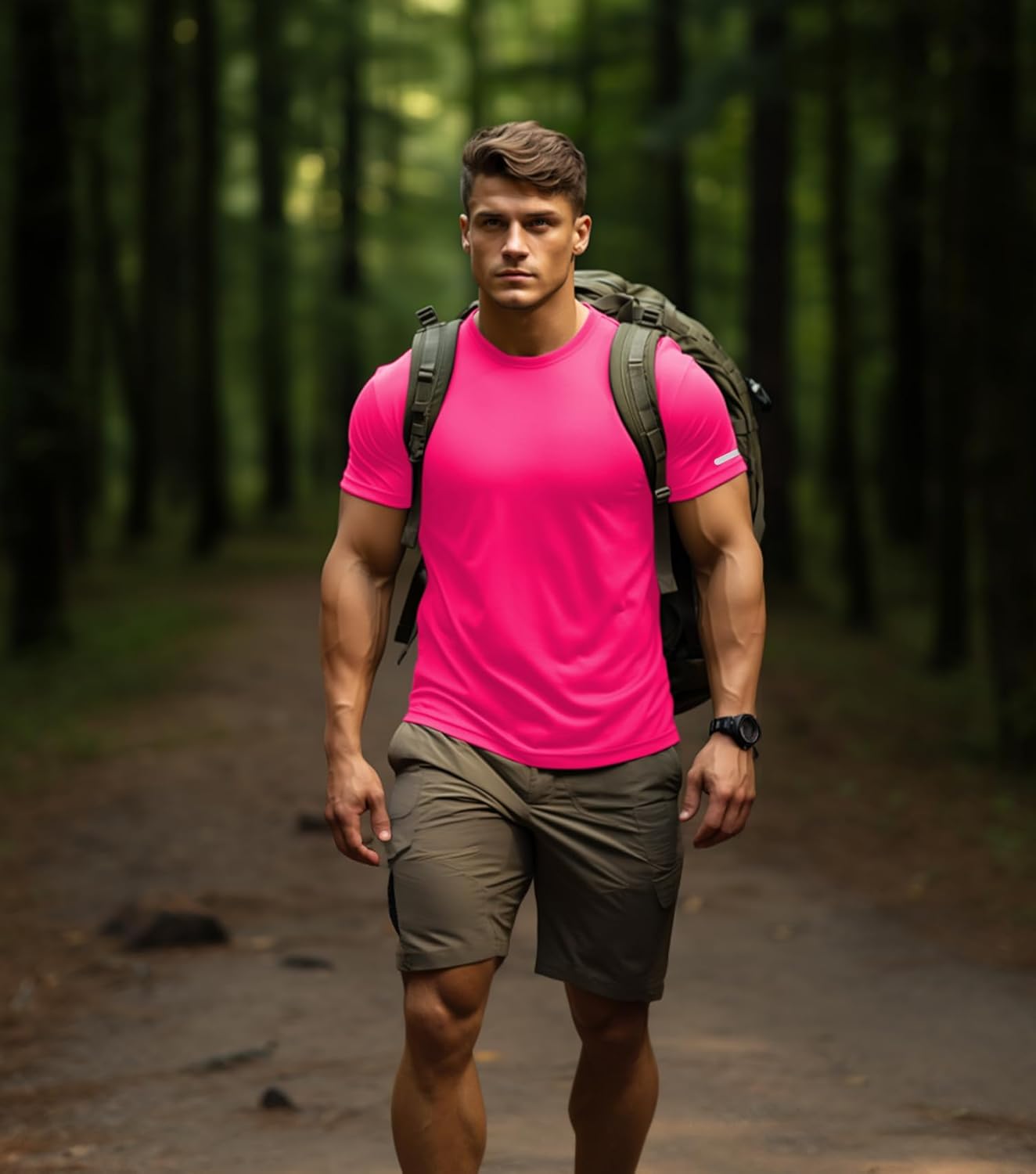 Mens Workout Shirts Fitted, Quick Dry Gym Tshirts Running Athletic Top Moisture Wicking Tee - Image 2