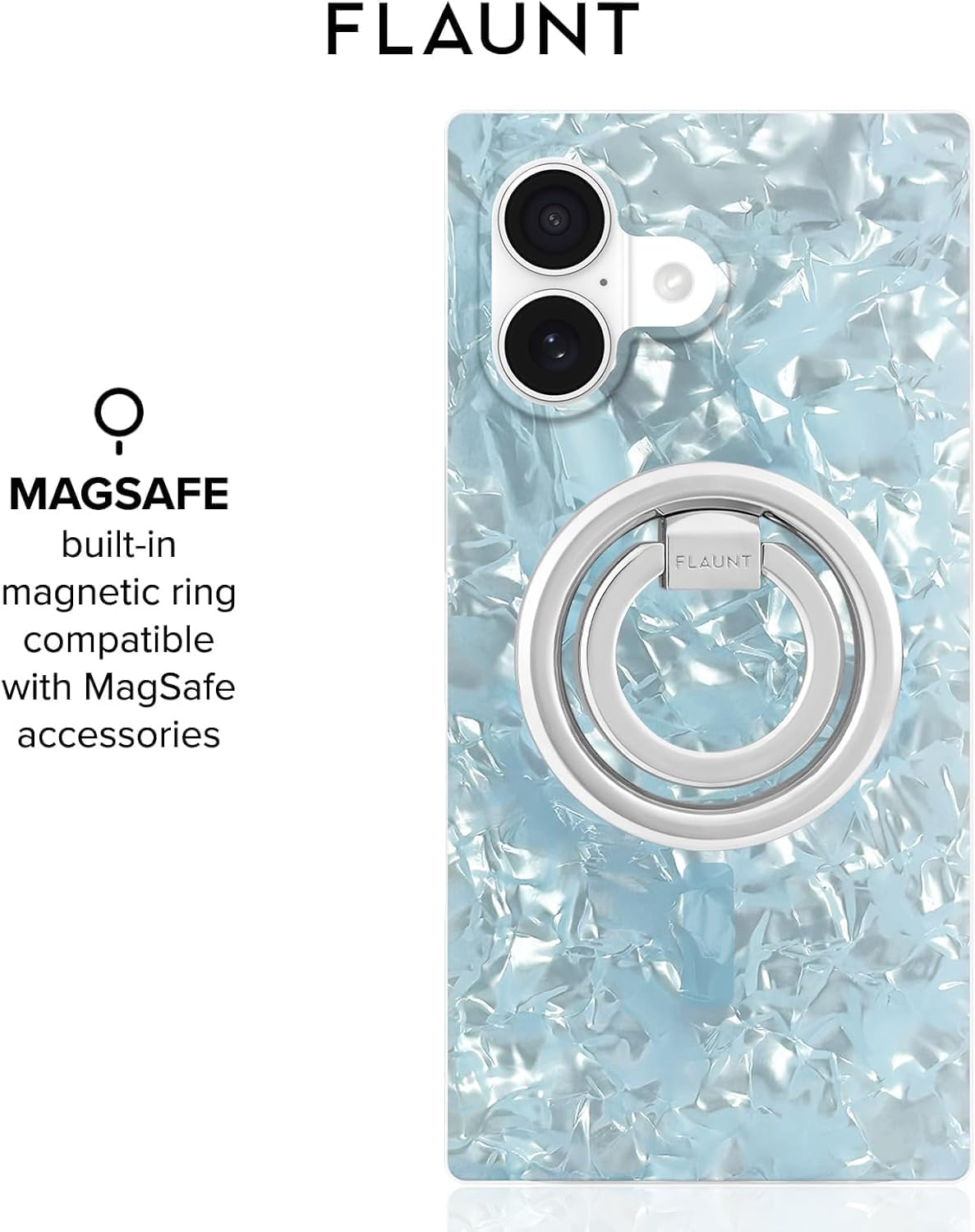 Flaunt Official Square iPhone 17 Case - ICY Blue Pearl image 5