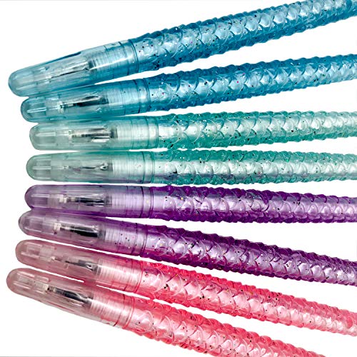 Maydahui 12PCS Cute Mermaid Shape Rollerball Pen Fish Pens Creative Crystal Flash Powder Starfish Pendant Signature Pen Black Gel Ink Design for Girls Women Student