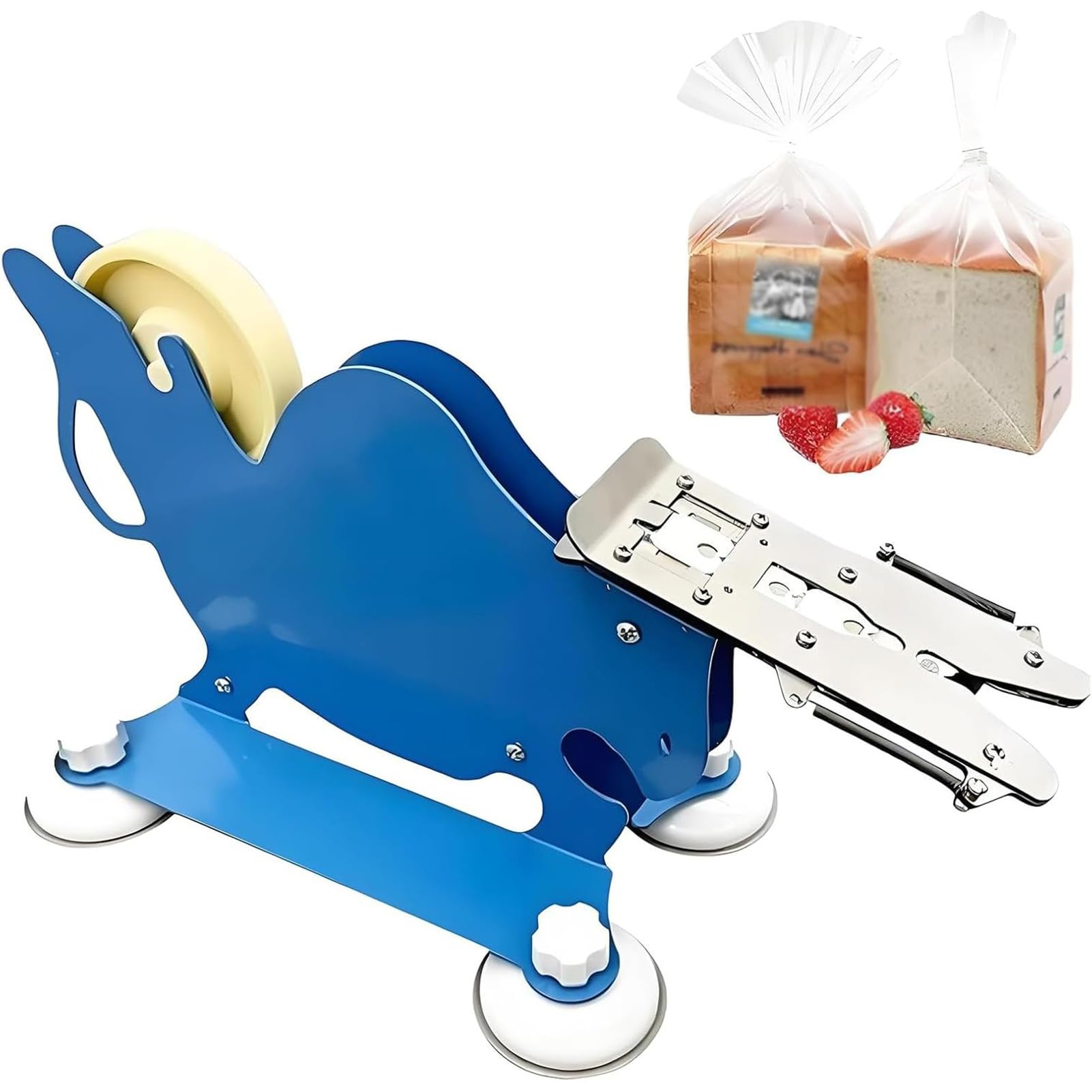 BOOZXCV Manual Bag Sealing Machine, Plastic Clip Sealer with 4 Suction Cups, Ideal Packing Tool for Bakeries and Supermarkets, Bread and Snack Bags
