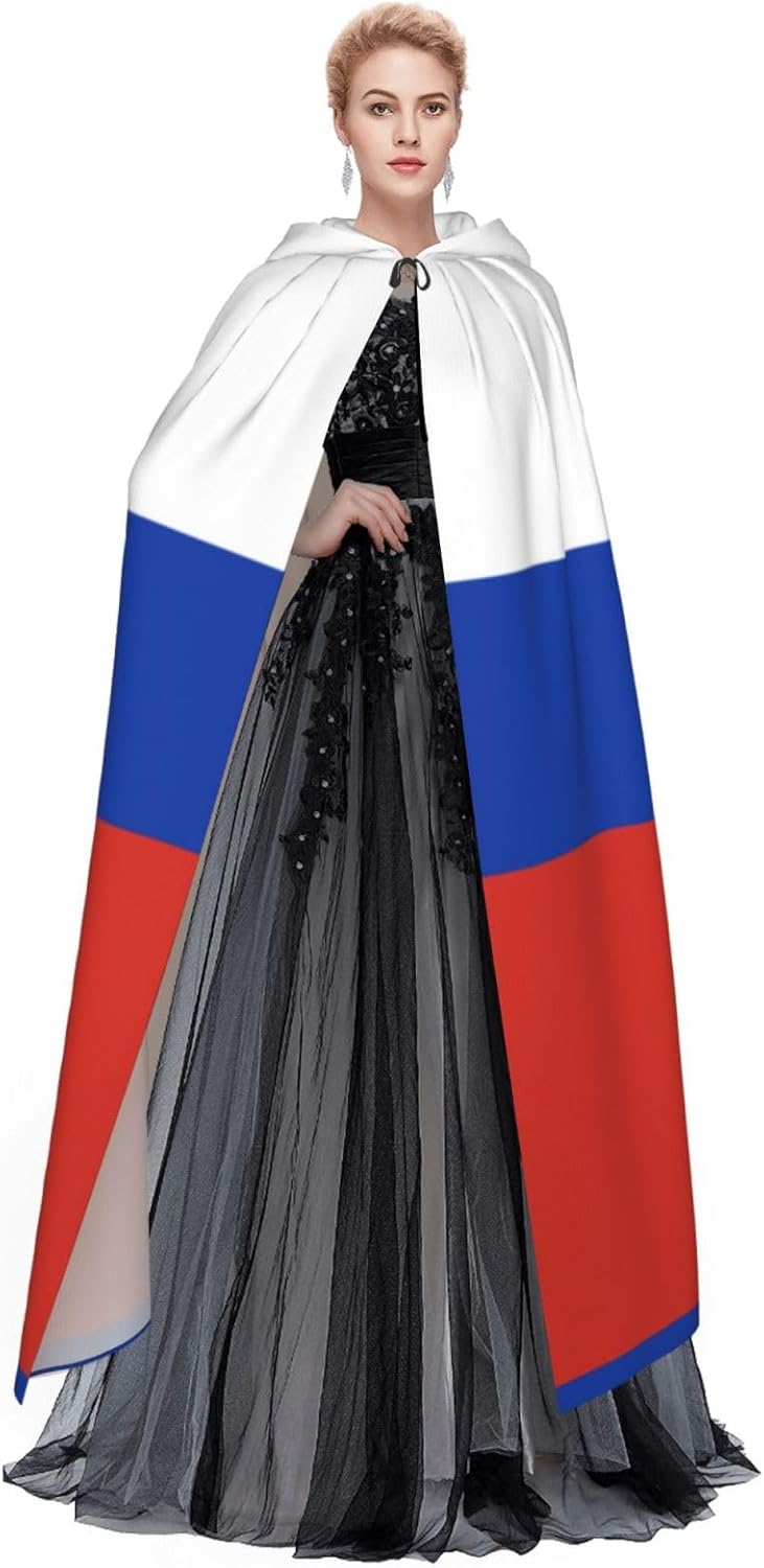 Russian Flag Unique Darkness Poncho Shawl - Customizable Wearable Blanket for Women, Perfect Halloween Costume Accessory, Knight, Akatsuki, and More
