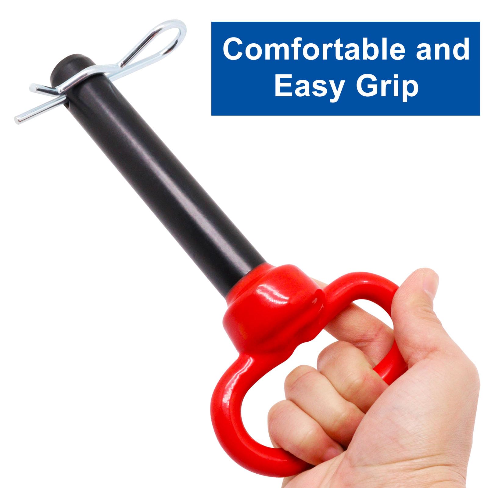 Kupplungsstift und Kupplungsclip für Traktoren, roter Griff für Wohnmobil, LKW, Boot, Auto, Traktor (2,2 x 11,4 cm)