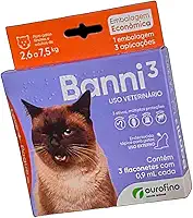 Antipulgas Ourofino Banni 3 para Gatos de 2,6 a 7,5 Kg - 3 pipetas