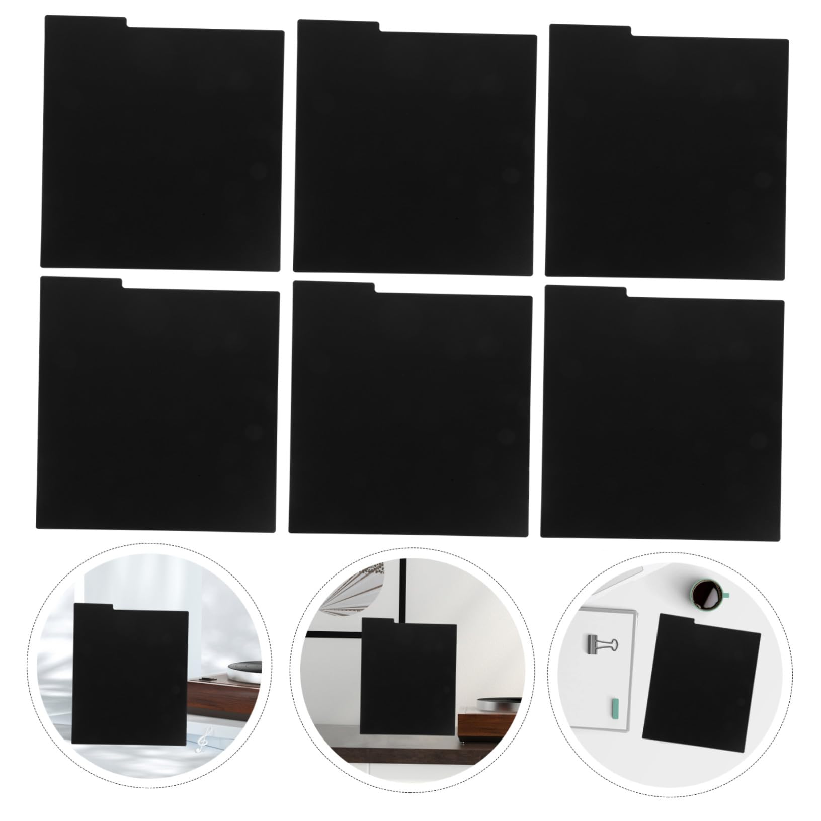 8 Piezas Divisores De Vinilo Para Vinilos Separadores De Plástico Negro Reutilizables Para Organización En Estantes Con Superficie Escribible Resistente Al Agua