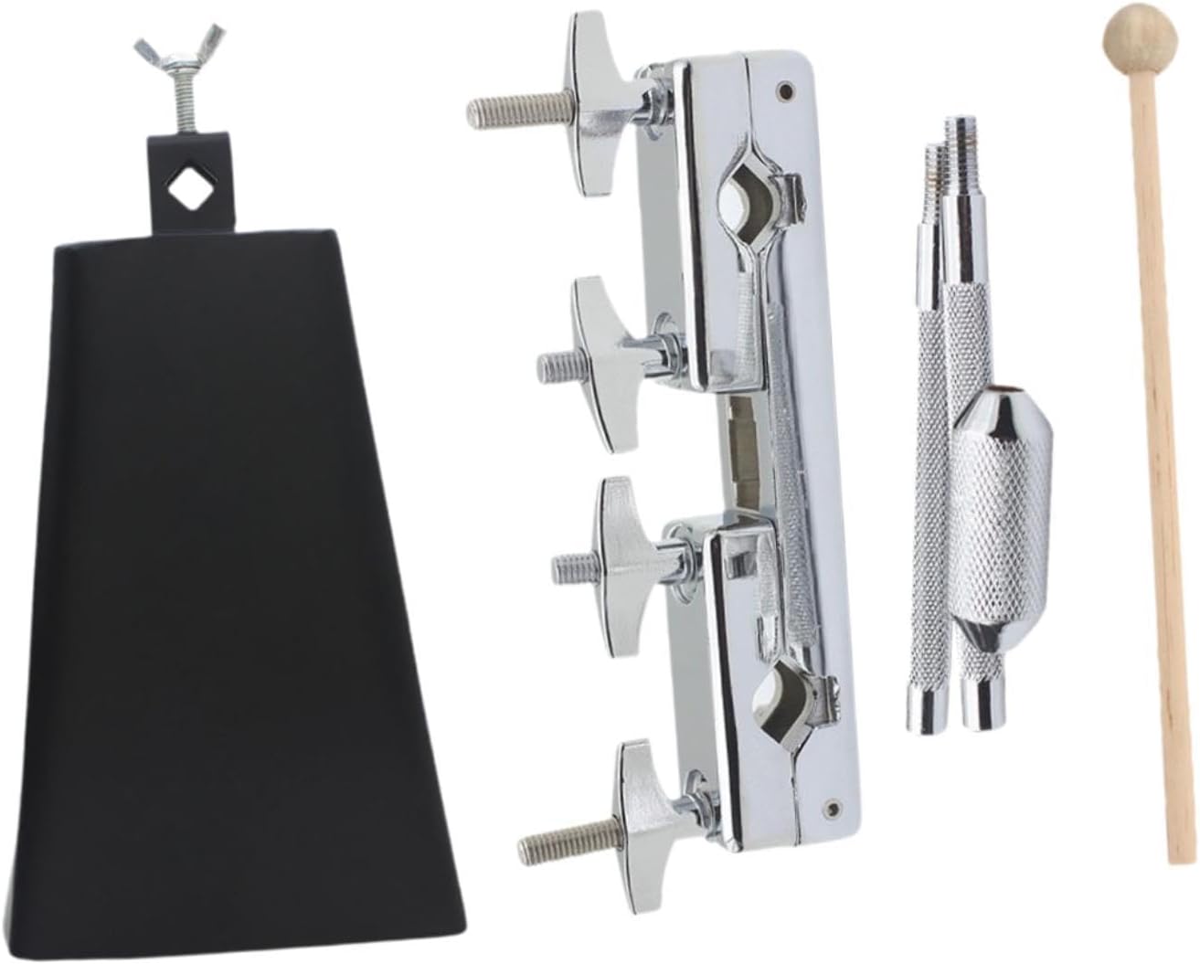 Cow Bell Cowbell with Clamp for Bass Drum Pedals 6" Metal Accs Musical Instrument Cowbell Instrument Percussion Pedal Mount, B Set