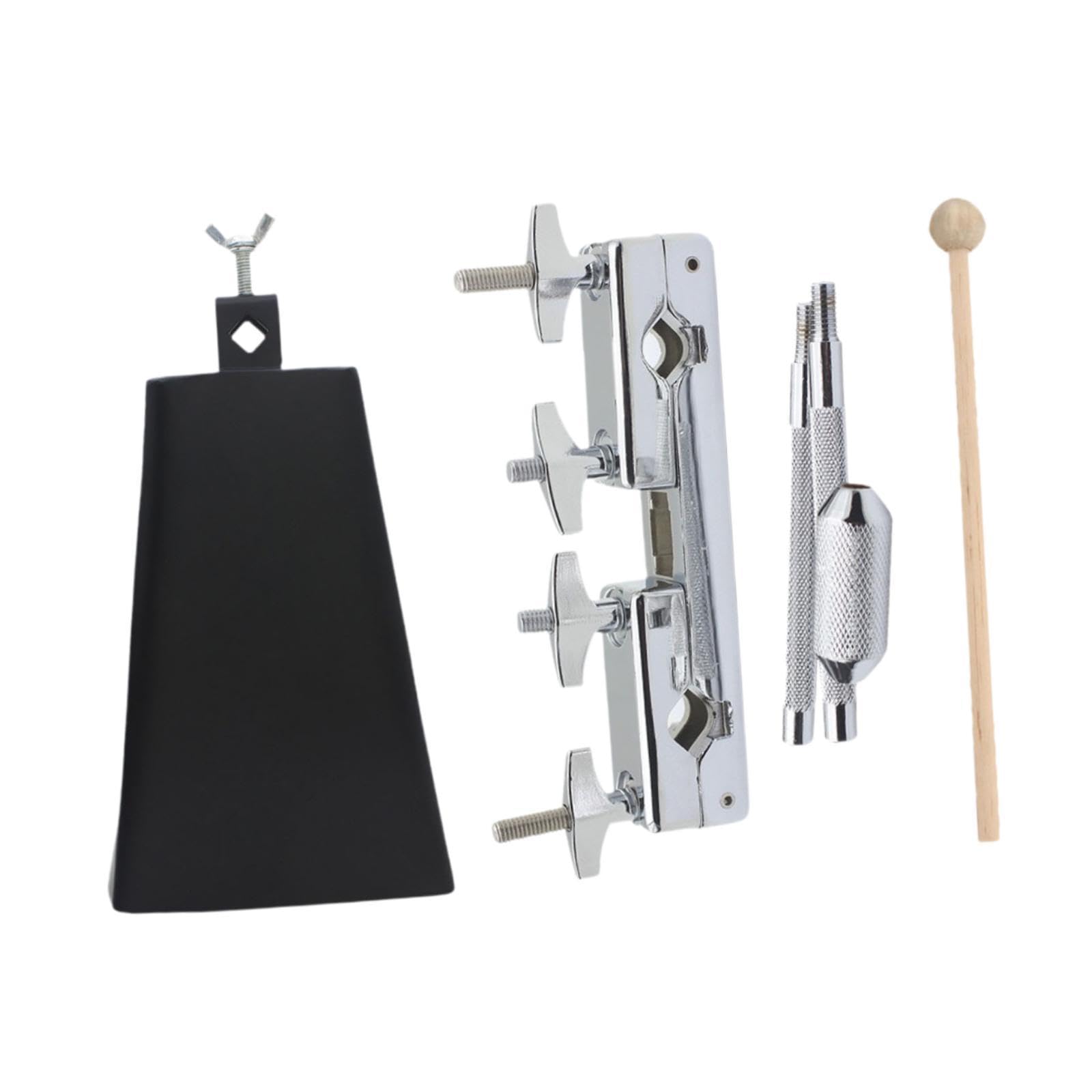 Oshhni Campanaccio con Morsetto Supporto per campanaccio Accessorio in Metallo Attacco per Pedale per Batteria Regolabile per Batteria Supporto per, B Set