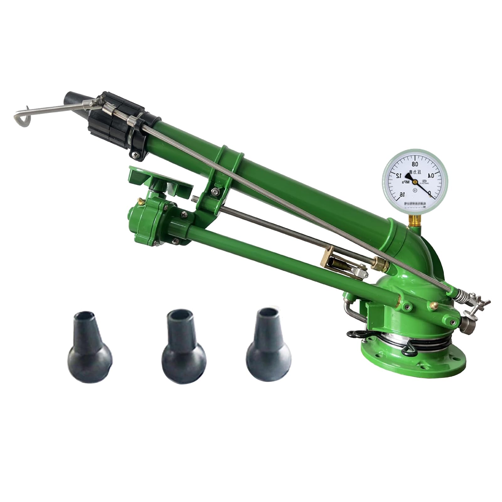 FHRKA 2" Farm Irrigation Spray Gun with Pressure Gauge, Impact Sprinkler Large-Area Watering Spray for Farm Lawn Garden Irrigation