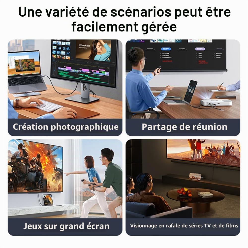 USB-C Thunderbolt 4 à DisplayPort 2.1 2m 12Bit Ultra HD 16K Vidéo USB 4.0 Thunderbolt 5 DP 2.0 Câble 16K (15360x8640)@60Hz 4K@240Hz 8K@120Hz Port d'affichage 2.1 Compatible Avec MacBook