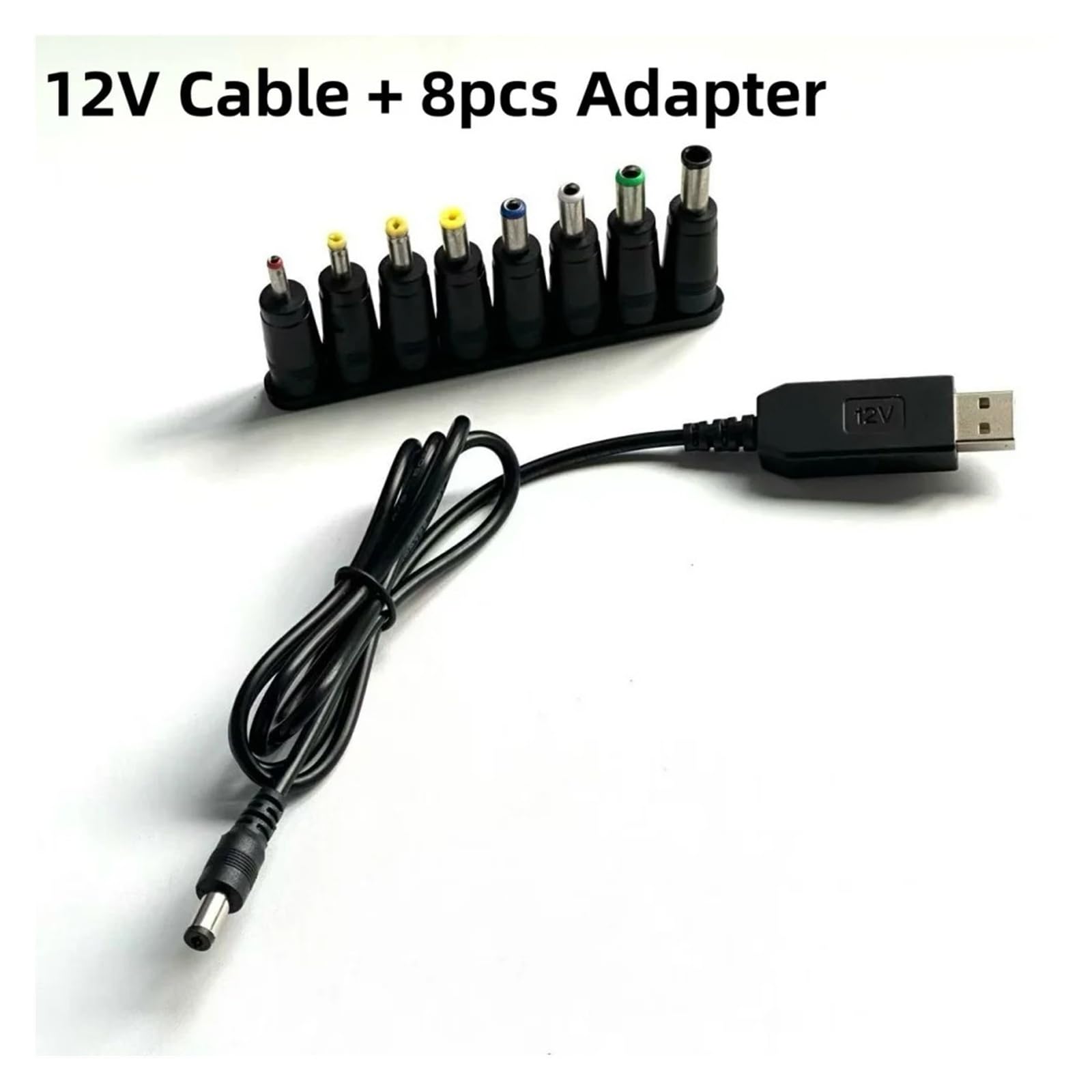 USB DC 5 V/8,4 V/9 V/12 V, 8 adapterów, 5,5 x 2,1 mm, kabel konwerterowy (1 sztuka, 9 V z 8 szt.)