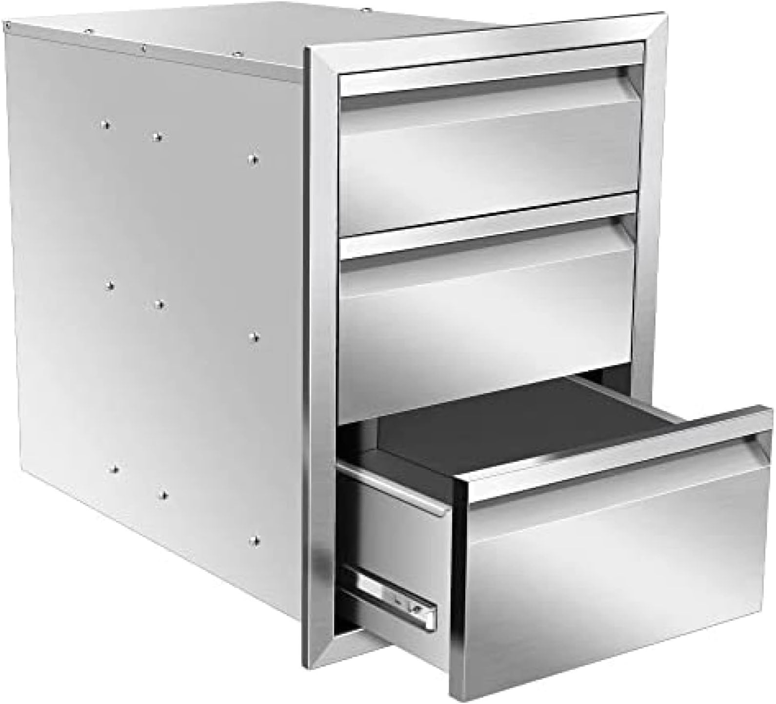 AHLOKI Outdoor Kitchen BBQ Drawer, 16W x 21H x 23D Inch, Silver, Fitted, Heavy Duty, Stainless Steel, Adult, Unisex, Long Sleeve, All Seasons