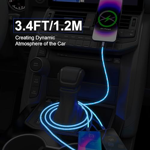 Miniatura 3 de Cable de carga con luz LED para iPhone, 4 pies, multi, 3 en 1, cable de carga rápida universal con Lightning+tipo C+conector micro USB adaptador para