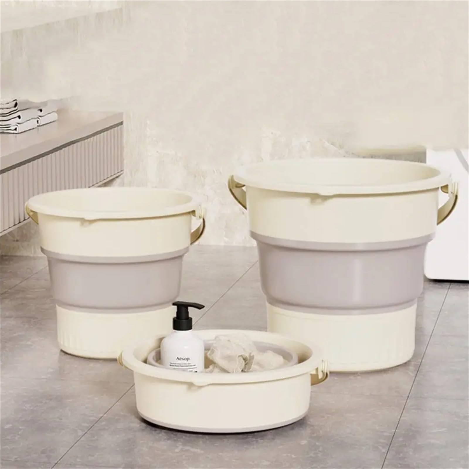 Secchio Pieghevole Secchio pieghevole da 5/10/17 litri, portatile, multiuso, salvaspazio, secchio for la pesca all'aperto, lavaggio auto(Color2,17L)