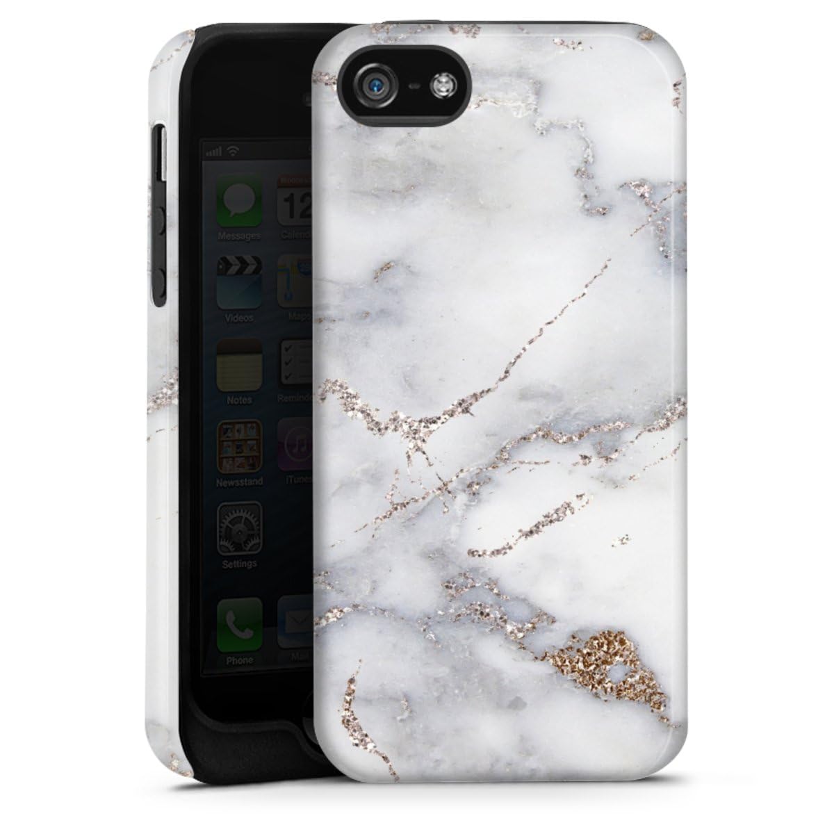 DeinDesign Coque Compatible avec Apple iPhone 5s Coque renforcée Coque Antichoc Marbre Paillettes Look Motifs