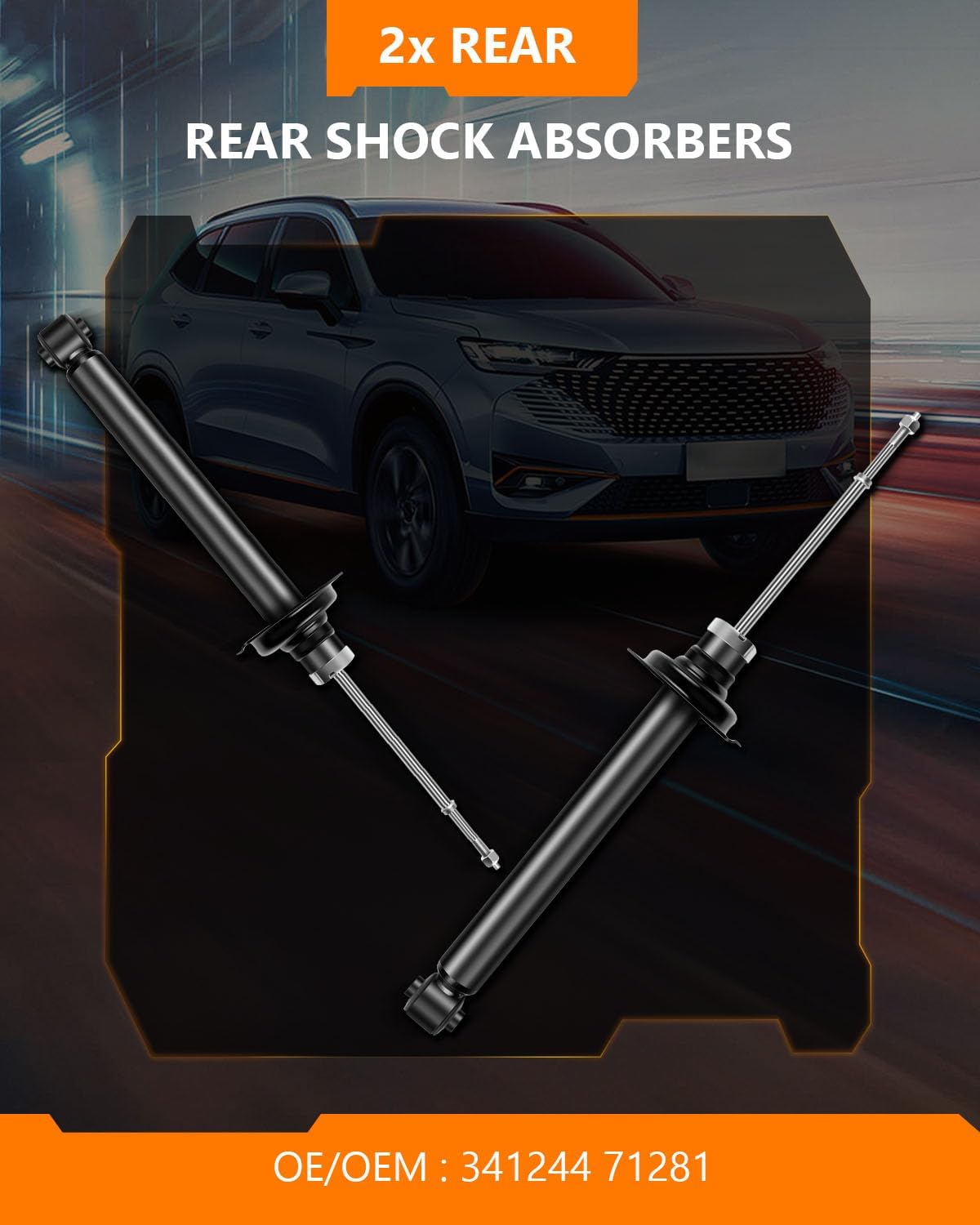Rear Shocks for Chevy (2 pcs), OCPTY Shock Absorbers Fits 1995 1996 1997 1998 1999 2000 2001 2002 2003 2004 2005 for Chevy Cavalier,1995-2005 for Pontiac Sunfire Auto Shock Absorber with 341244 71281