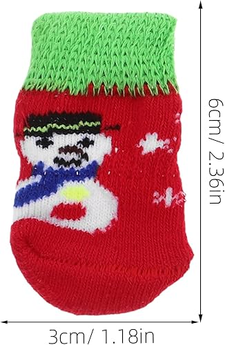 Miniatura 3 de POPETPOP 4 juegos de calcetines de algodón antideslizantes con patrón de Navidad aleatorio, 1.2x3.0x1.4 in