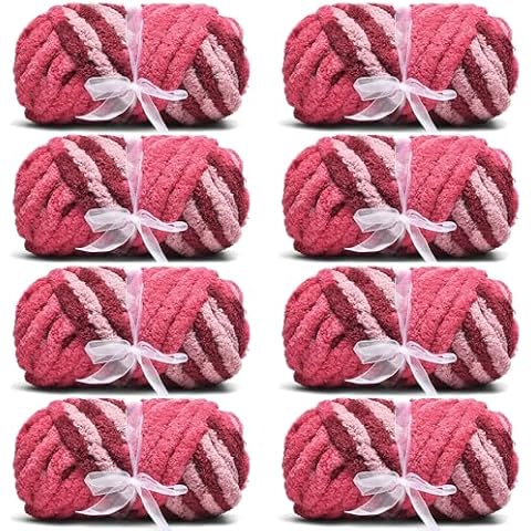 ALZOEAR Fluffy Jumbo Chenille Chunky Yarn for Crocheting Mixed Color Blanket Yarn,Cushion Bed Sofa Home Decor,Thick Yarn for Hand Knitting/Arm Knitting. Cover