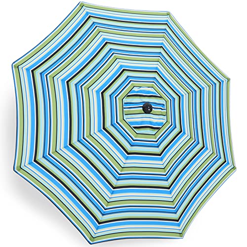 Image of ABCCANOPY 9ft Outdoor Umbrella Replacement Top Suit 8 Ribs (Blue Green Stripes)