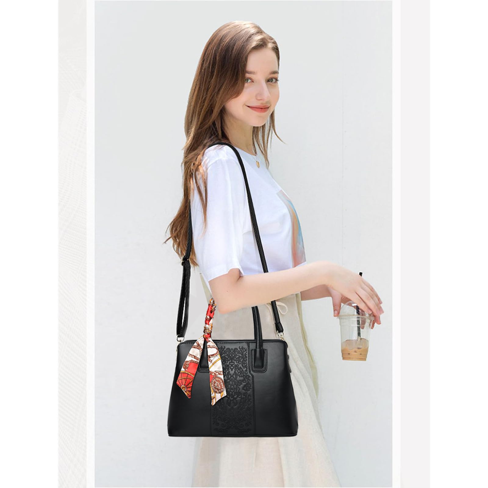 Donna Borse a Mano PU pelle Borsa a Spalla Grande capacità Borsa a tracolla Borsa Tote per Lavoro Uso Quotidiano