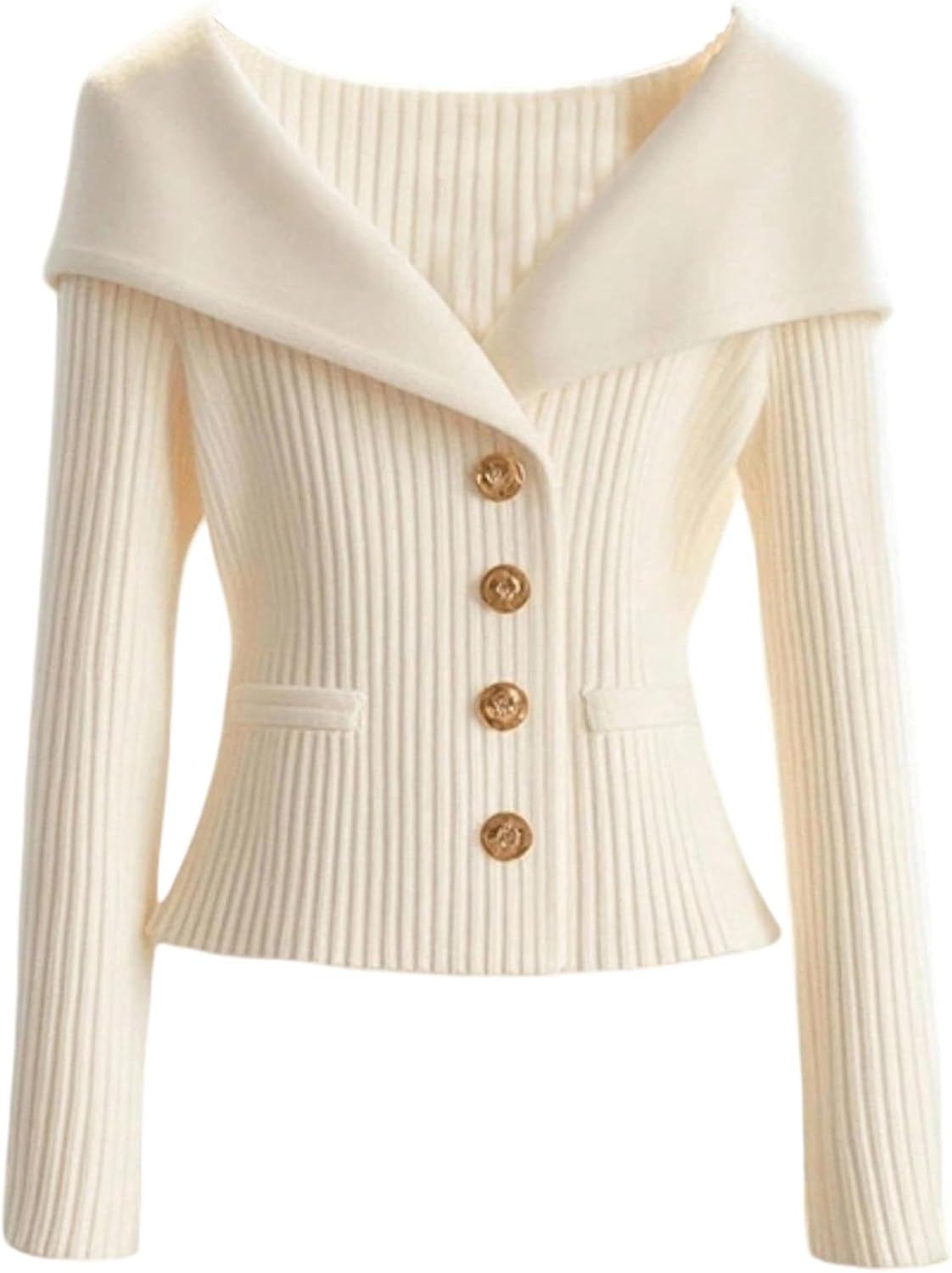 Verdusa Women's Old Money Button Down Cardigan Long Sleeve Ribbed Knit Fitted Sweaters