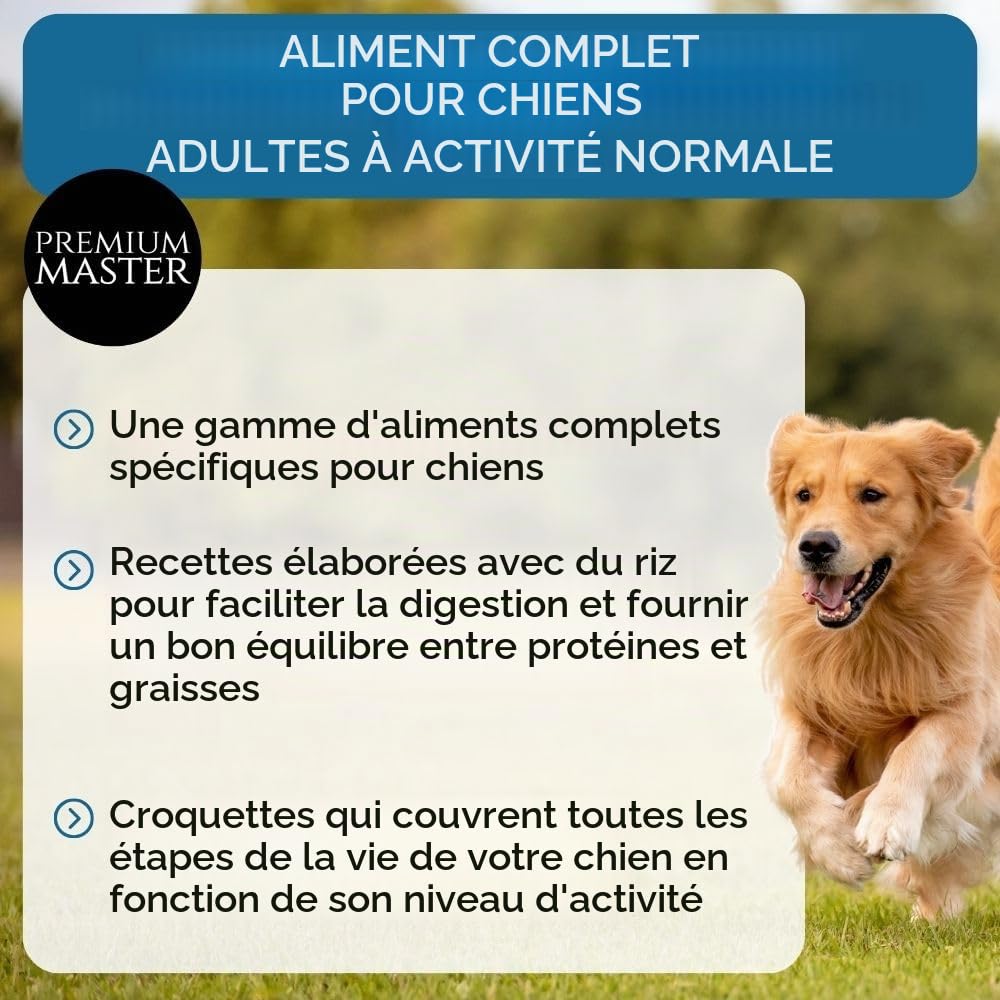 NUTRIVET - Premium Master Maintenance - Croquettes pour Chien Adulte à Activité Normale - Poulet & Riz - 15 kg