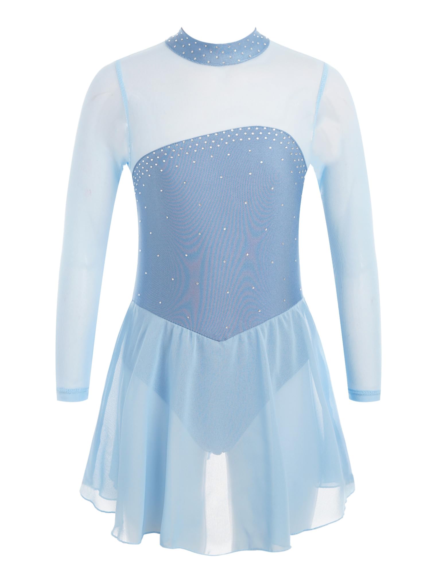 Freebily Vestido de Danza Patinaje sobre Hielo para Niña Leotardo de Manga Larga Maillot de Gimnasia Rítmica Competición Vestido de Bailarina Ballet — view 10