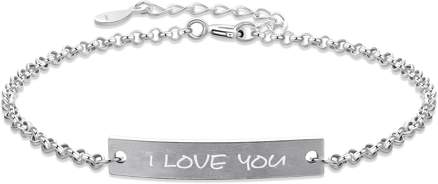 I Love You Bracelet for Women, 925 Sterling Silver Inspirational Love Jewelry, Meaningful Gift for Her