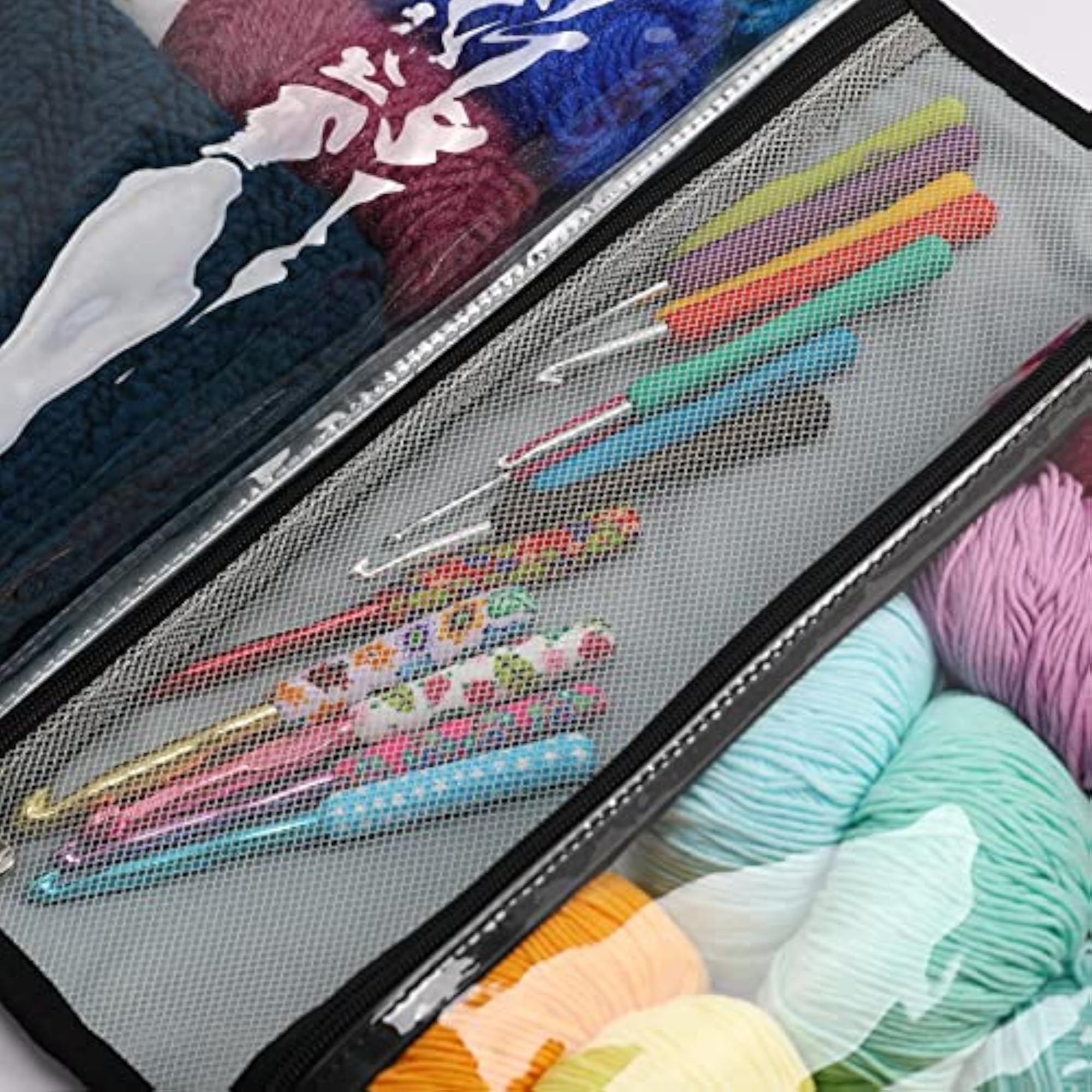 Clear Hanging Yarn Storage Bag with 4 Compartments