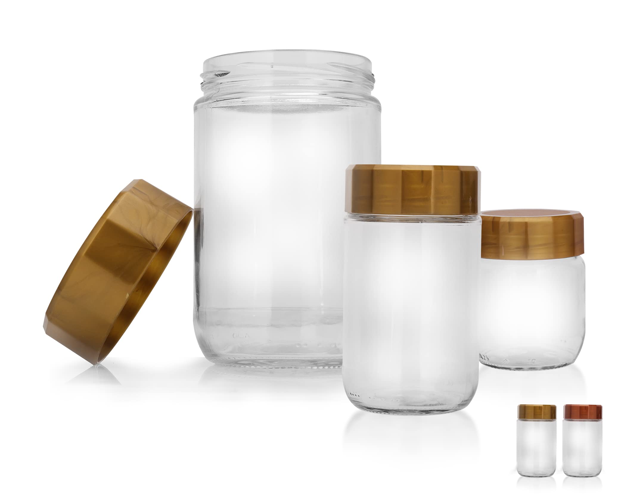 RoyalfordRound Air-Tight Glass Jars, 660ml Glass Jar, RF10830 BPA-Free & Odor Free Glass Jar Leak-Proof Container Transparent Jar for Rice, Cereals, Dry Fruits, Liquid Food Items, Multicolor