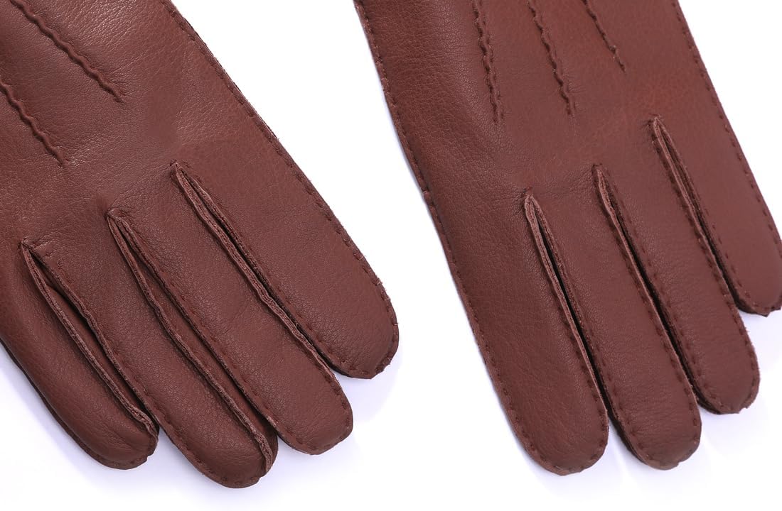 Women's Deerskin Leather Gloves With Cashmere For Winter Warmth Leather Gloves For Womens USL01