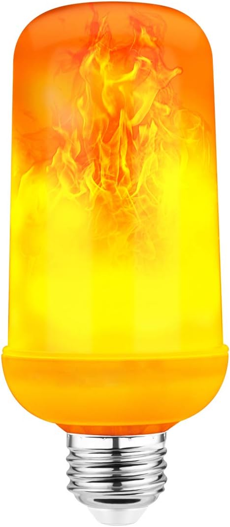 12Volt LED Flame Flickering Bulb Low Voltage DC12V E26 Screw Base Outdoor Orange Fire Lights Bulbs for Halloween Christmas Decoration,RV,Boat,Driveway,Landscape Lighting, 1-Pack