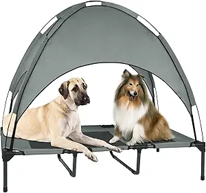 Elevated Outdoor Dog Bed with Canopy (48-Inch) - Waterproof, Raised Pet Cot