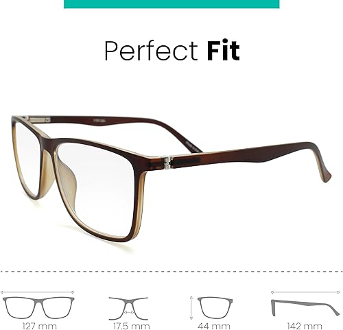 Miniatura 4 de Lentes de lectura de marco grande color marrón nogal mate para hombre para lucir modernos con alta visión, lectores resistentes y duraderos para