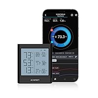 Vista 1 de AC Infinity CLOUDCOM B2, higrómetro inteligente VPD de temperatura y humedad con pantalla LCD y monitor de aplicación Bluetooth, termómetro