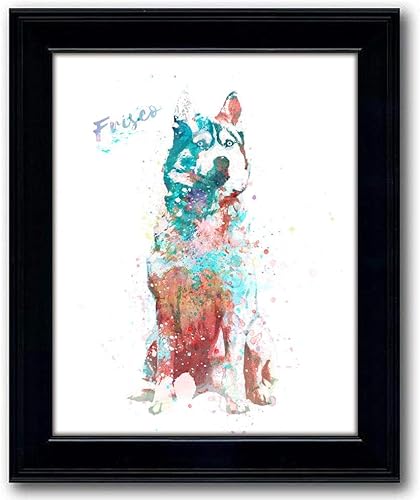 Vista 151 de Regalo personalizado para perros y amantes de los perros. Estilo acuarela. (lienzo enmarcado de 20 x 25 pulgadas, Golden Retriever)