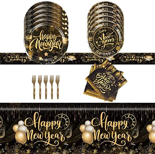 Amazon.com: 2026 Happy New Year Party Supplies New Year Dinnerware Set ...