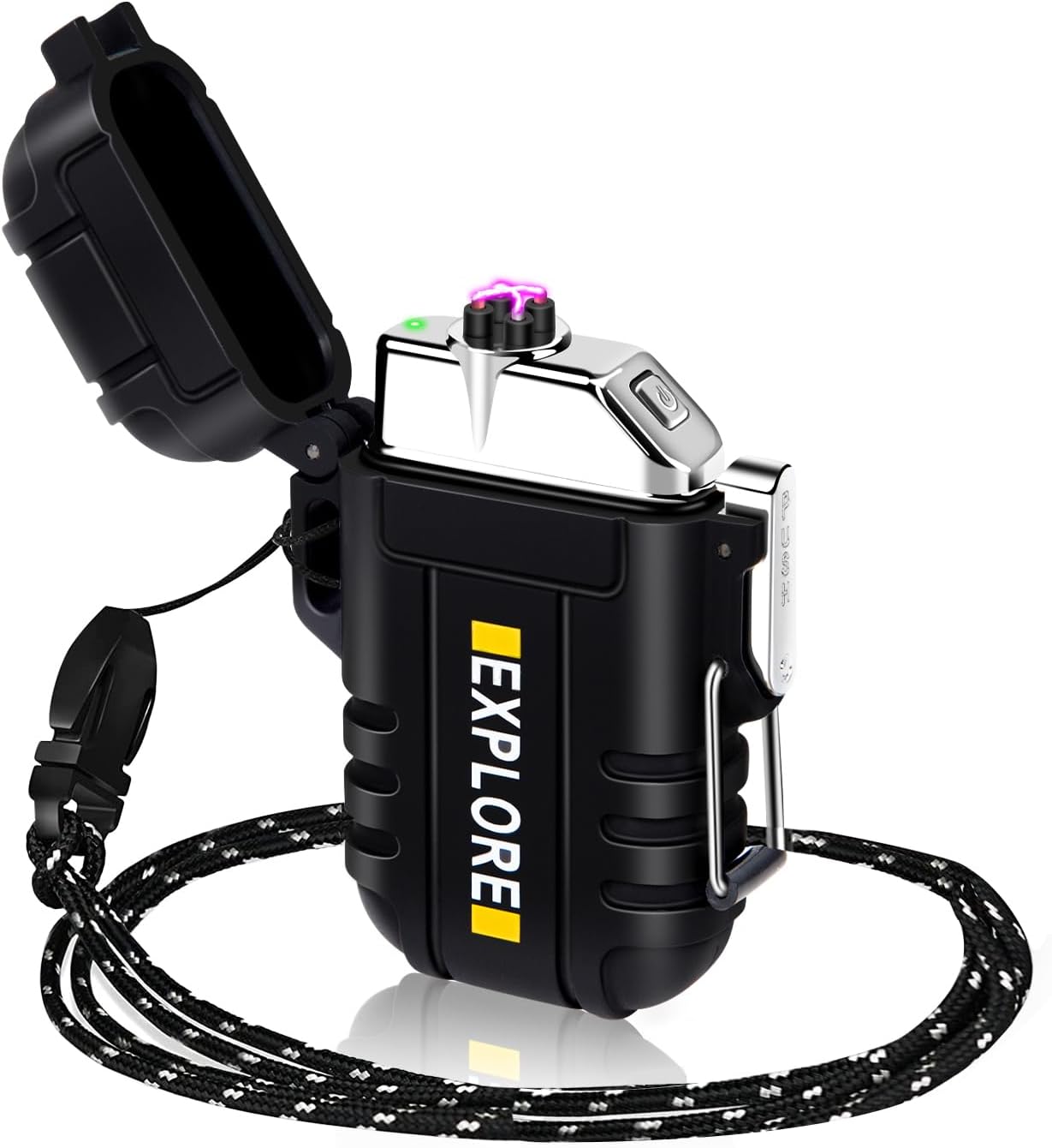 Gifts for Him Men: Electric Lighter Rechargeable USB, Electronic Plasma Arc Lighter Windproof and Waterproof for Camping, Hiking, Outdoor, Survival, Tactical, EDC Gear