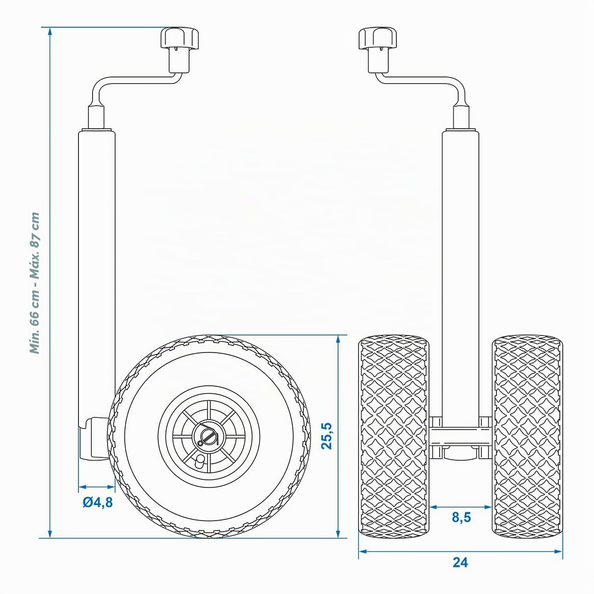 ProPlus 341508 - Rueda direccional Doble con Llantas de plástico y neumáticos