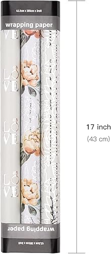 Miniatura 7 de LeZakaa Rollo de papel de regalo plateado mini rollo flor y amor y anillo con diseño de lámina metálica para bodas compromisos despedidas de soltera