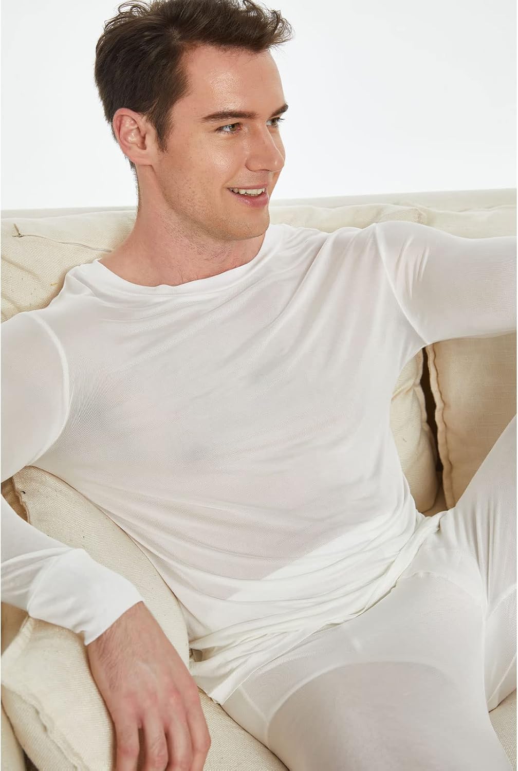 Viamulion Men's Pure Mulberry Silk Knitted Thermal Underwear Set