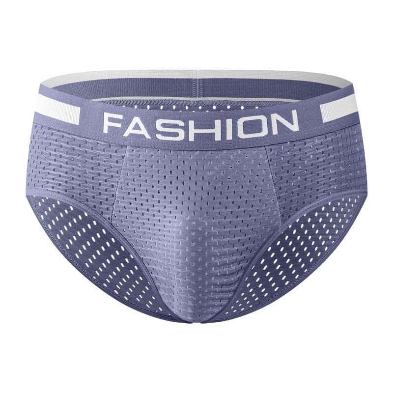 Image of Men's Mesh Ice Silk Briefs with Breathable Waistband Lightweight and Comfortable Underwear