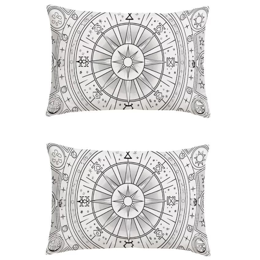Housse coussin salon de jardin rectangulaire en lin imperméable haut de gamme motif constellation