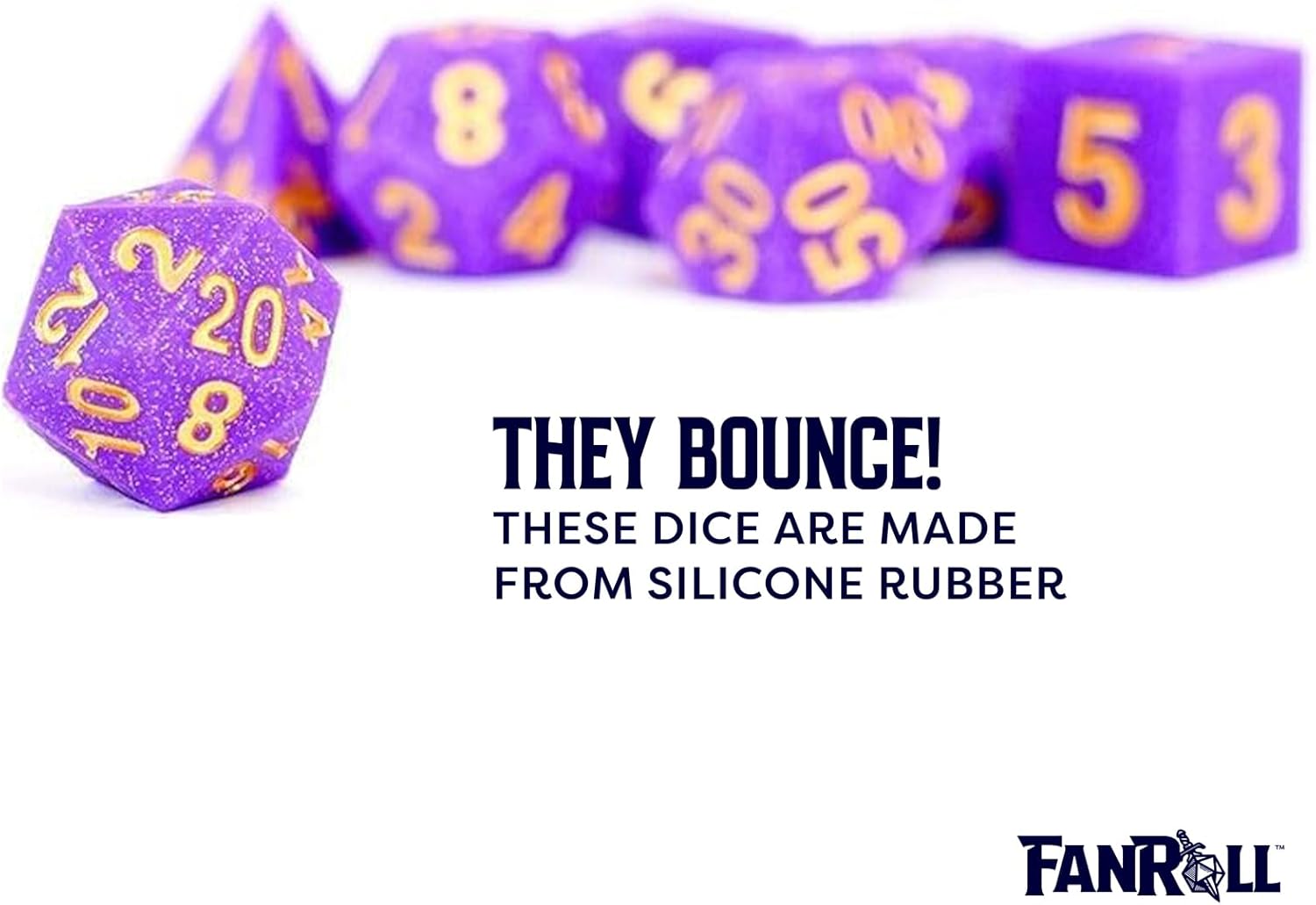 Sharp Edge Silicone Rubber Dice Set: Regal Ricochet