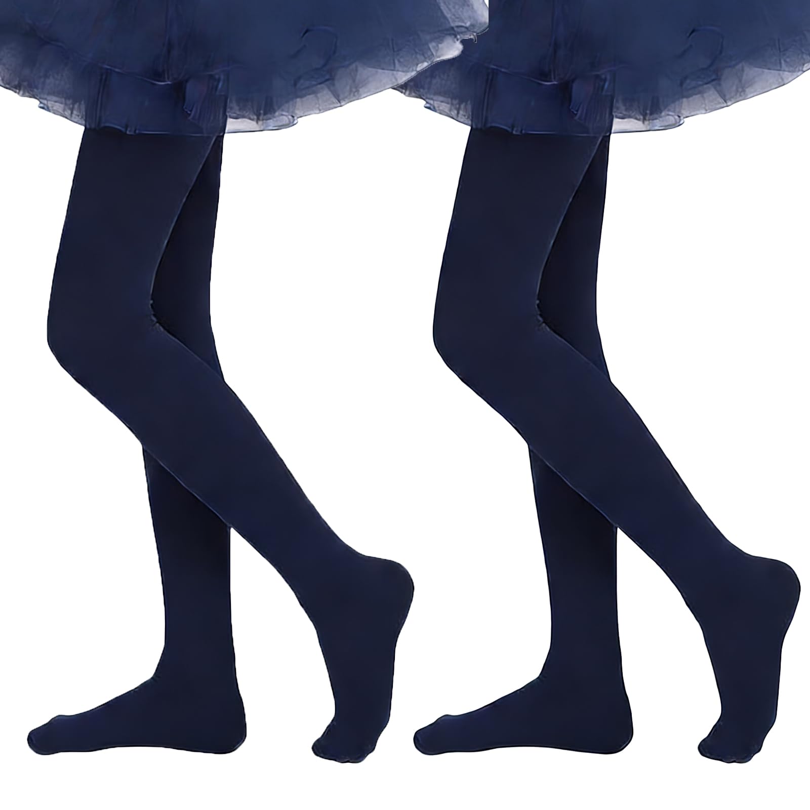 XIYEZDM Girls Tights Ballet Dance Tight Kids Student Footed School Uniform Training Tights Ultra Stretchy Soft Pantyhose Schoolwear Age 4-13(Navy 2PCS, 11-13 Years)