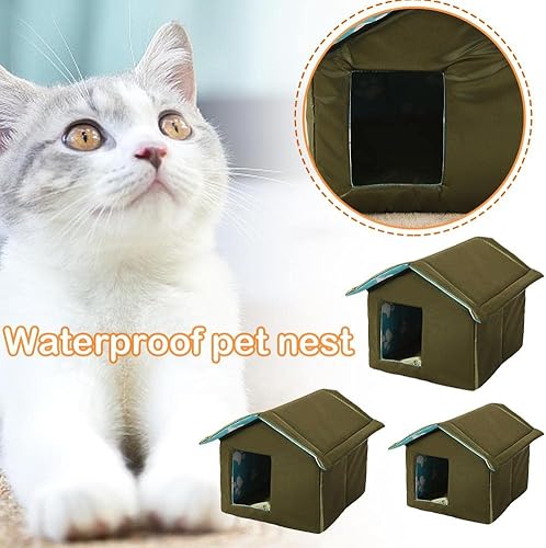 Miniatura 3 de Casa para gatos con calefacción al aire libre casa plegable para gatos para invierno casa segura impermeable para mascotas y refugio para mascotas