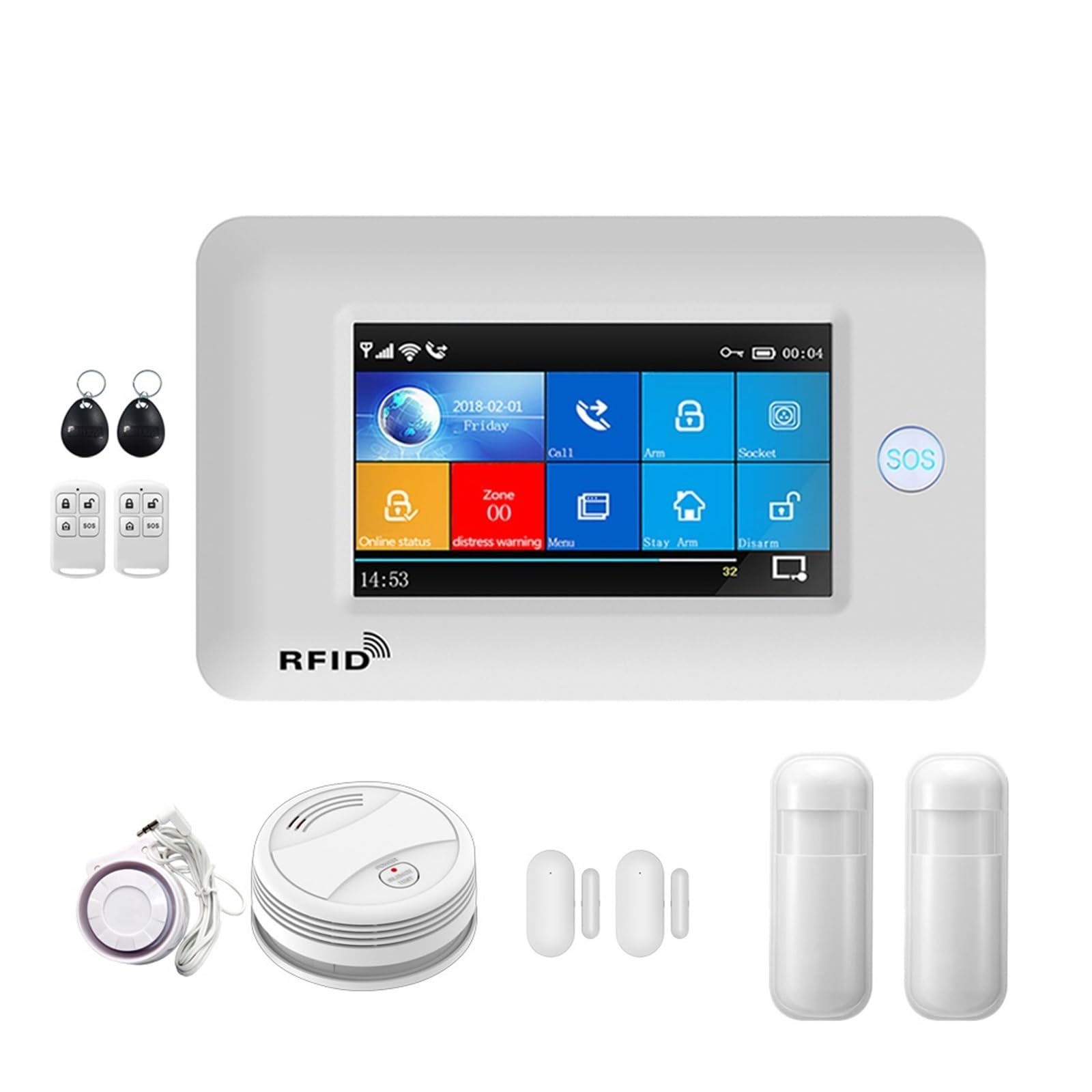 Wifi GSM Home Alarm System Burglar Security With Detector Tuya Smart Life Remote Monitoring(C.)