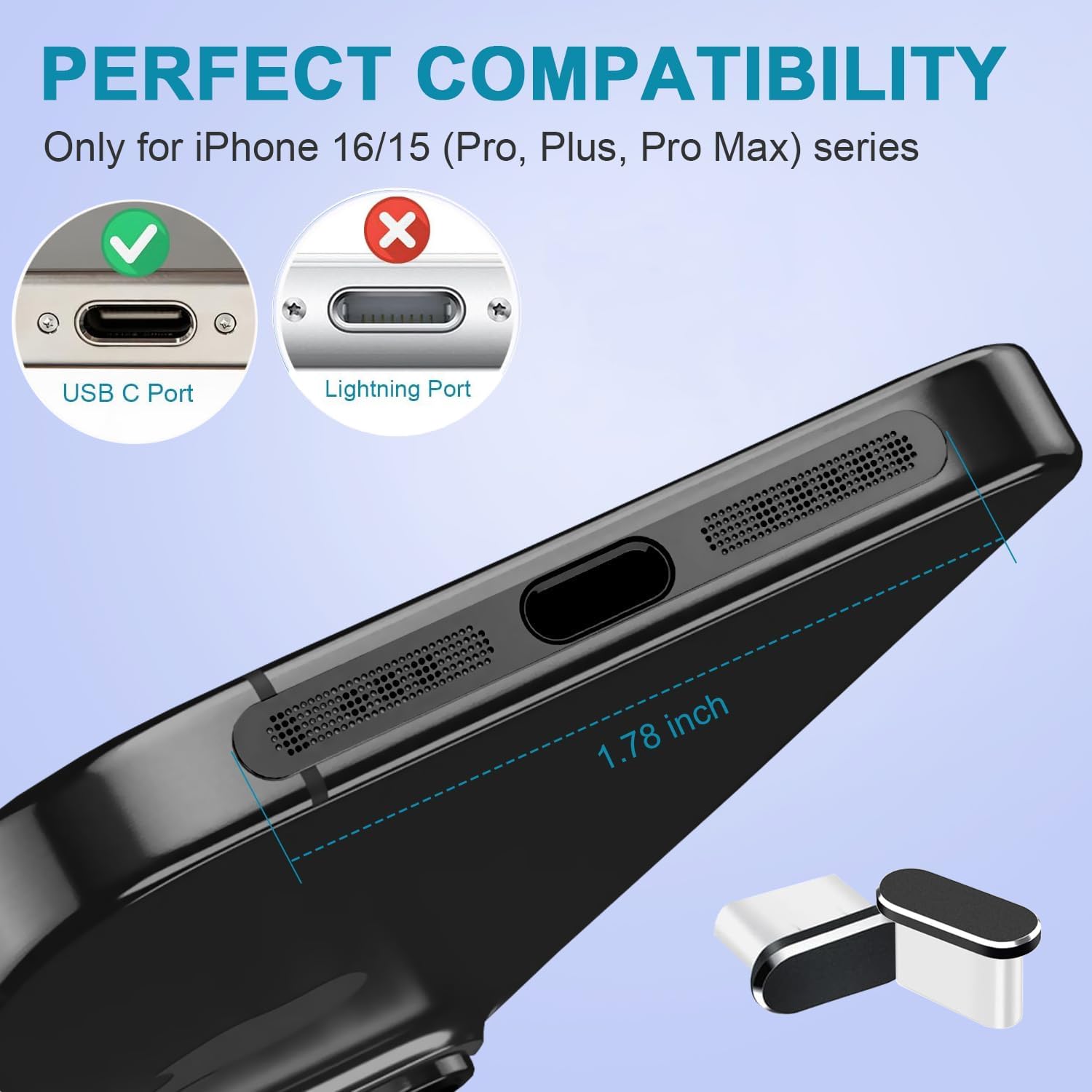 Kit Antipolvere USB-C Con Coperture Per Porta E Altoparlante – 4 Tappi + 4 Reti Per IPhone 15/16/17
