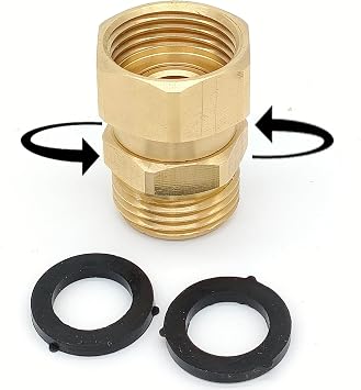 Garden Hose Swivel Adapter Fitting,Pressure Washer Gun Swivel Connector Joint Anti Twisting Fitting,3/4 Ght Female X 3/4 Ghtmale Adapter,Good Sealing Performance with No Leaks,Brass